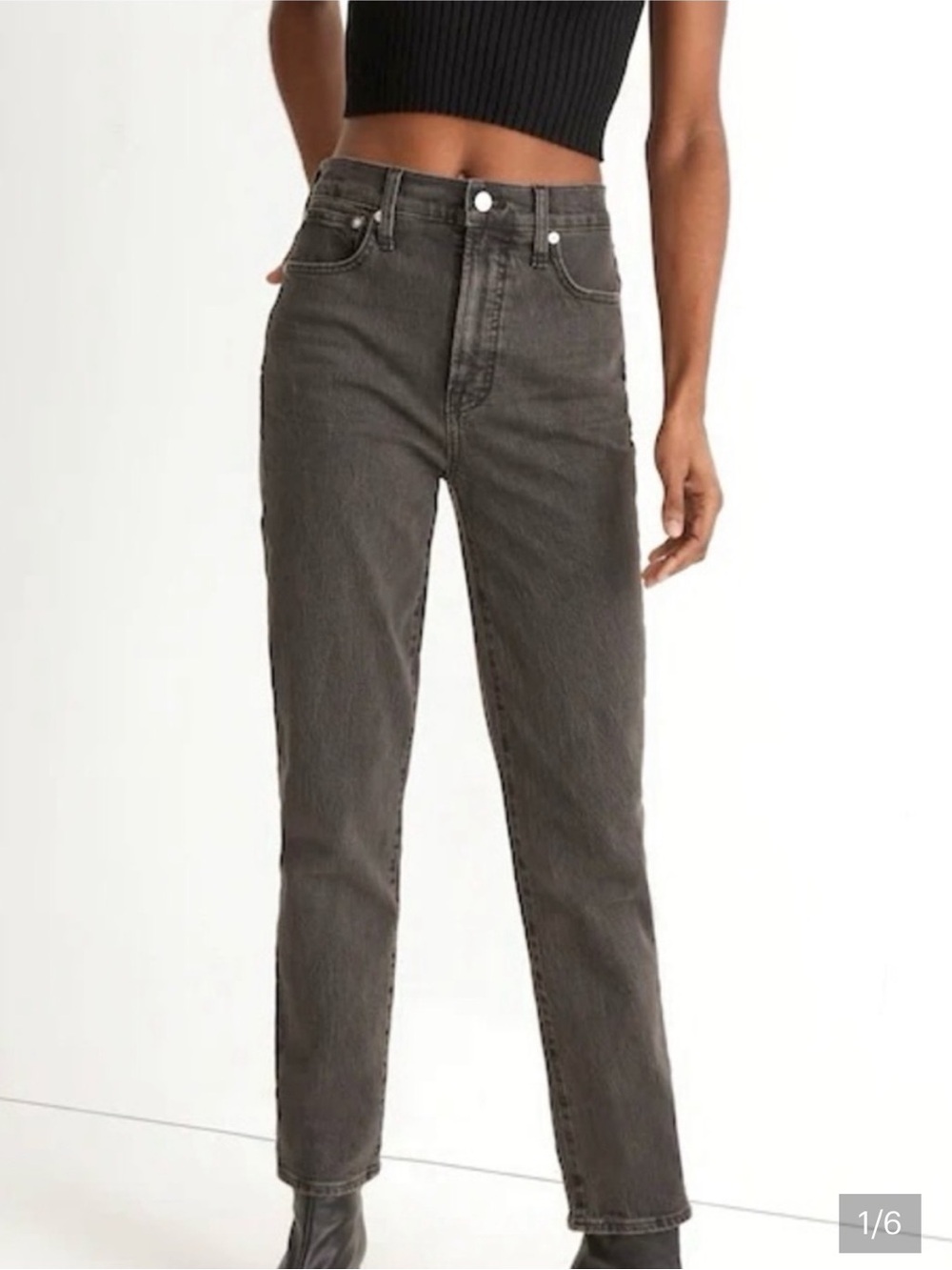 Madewell High-Rise Straight Leg Jeans in Charcoal
